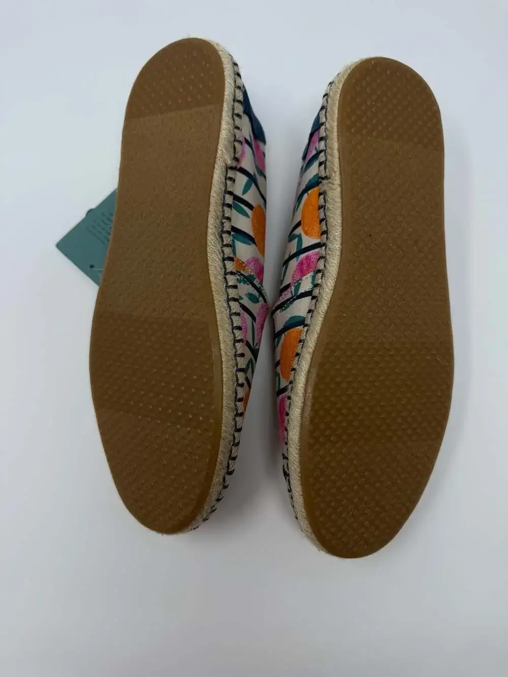 TOMS Women's Classic Alpargata Citrus Stripe Print/Rope Espadrille Shoes 7.5